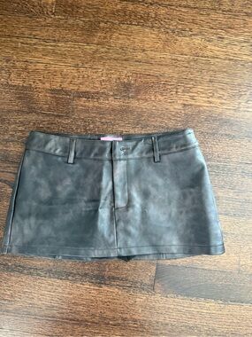 Edikted Black Faux Leather Midi Skirt